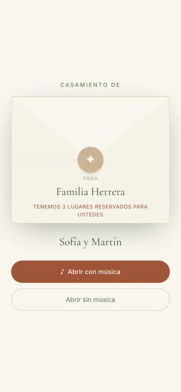 El sobre de la invitación de muestra, a nombre de la Familia Herrera
