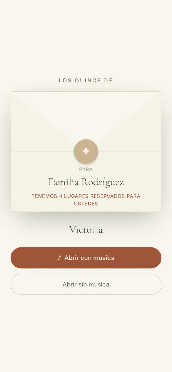 El sobre de la invitación de muestra, a nombre de la Familia Rodríguez